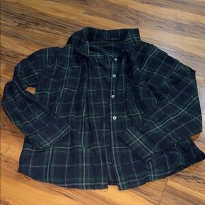 SHEIN Green and Black Plaid Shirt